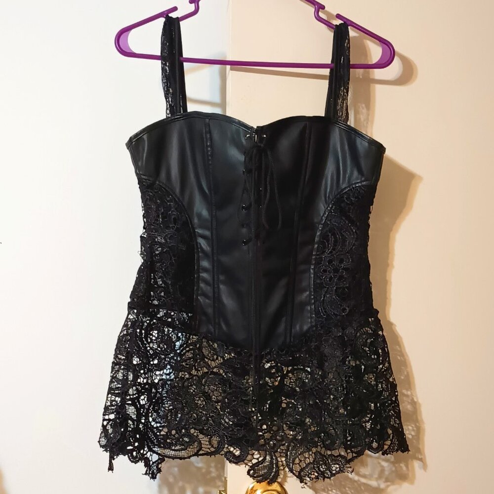 Black Lace Corset Top - Women